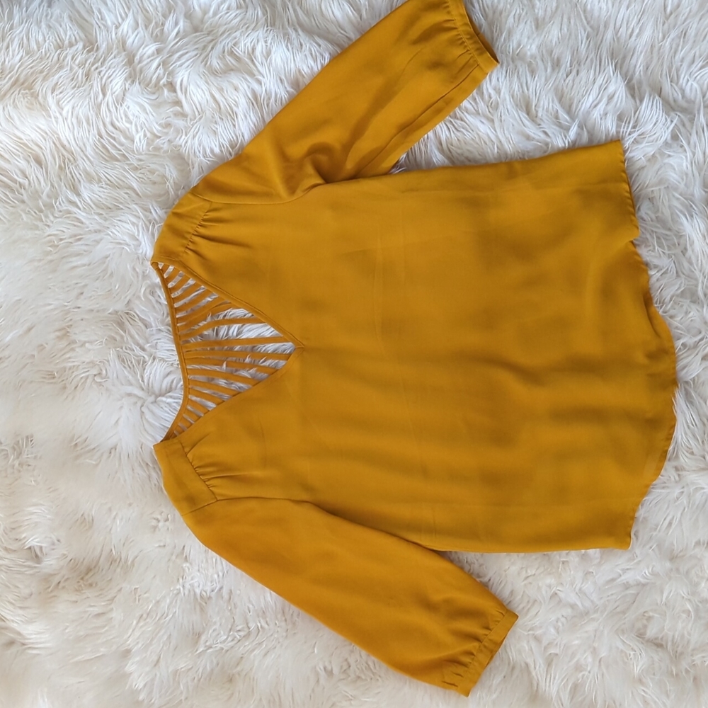 Naked Zebra Sheer Goldenrod 3/4 sleeve blouse